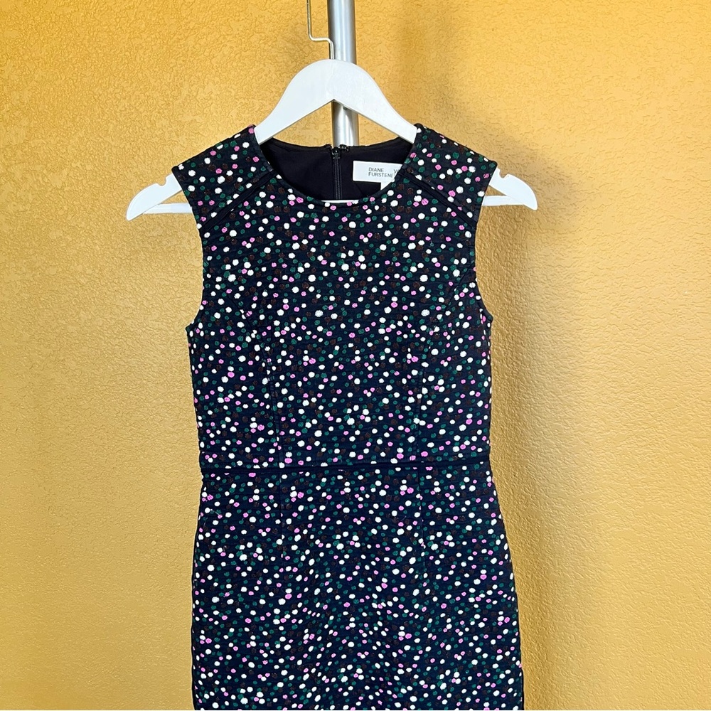 Diane Von Furstenberg Dress Pace Polka Dot Jacquard Sheath Pencil Skirt Dress - Picture 8 of 15